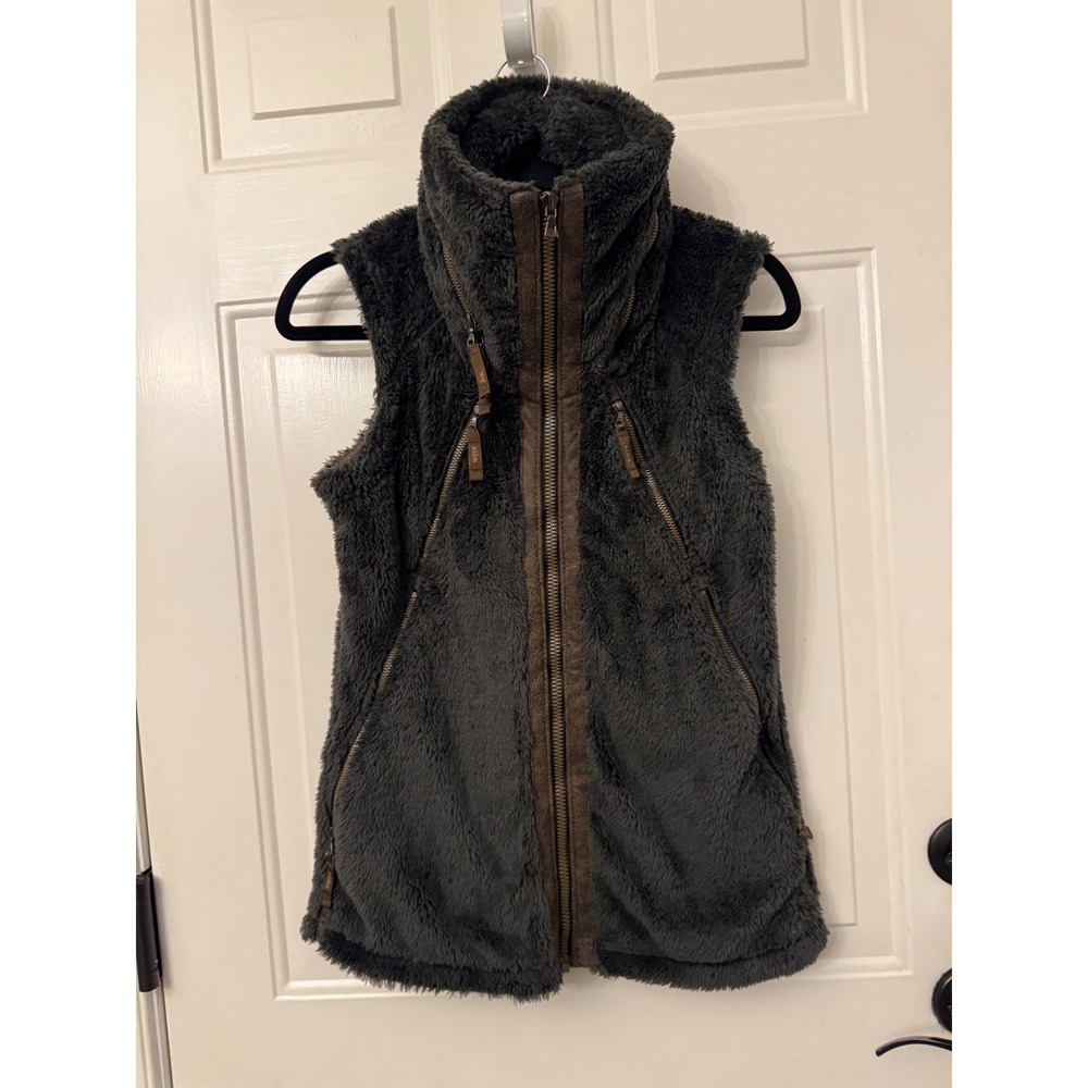 KUHL Flight Vest Womens Small Charcoal Grey Full Zip High Pile Fleece 2056